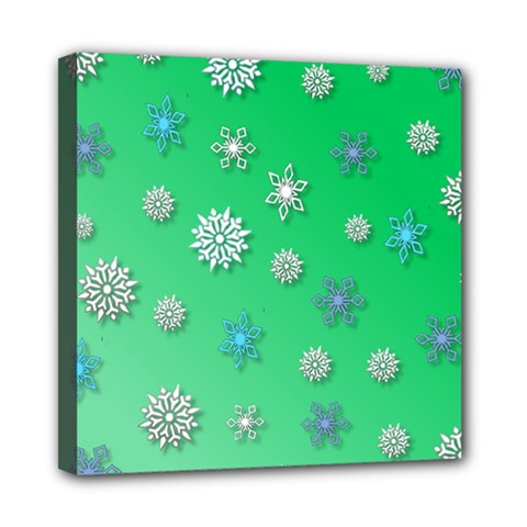 Snowflakes Winter Christmas Overlay Mini Canvas 8  X 8  by Celenk