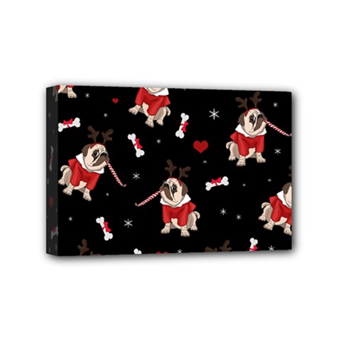 Pug Xmas Pattern Mini Canvas 6  X 4  by Valentinaart