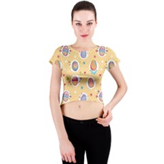 Fun Easter Eggs Crew Neck Crop Top by allthingseveryone