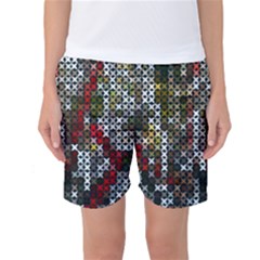 Christmas Cross Stitch Background Women s Basketball Shorts by Celenk