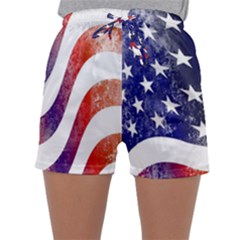 Usa Flag America American Sleepwear Shorts by Celenk