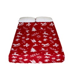 Red Christmas Pattern Fitted Sheet (full/ Double Size) by patternstudio
