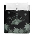 Surfboard With Dolphin, Flowers, Palm And Turtle Duvet Cover Double Side (Full/ Double Size) View1