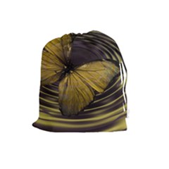 Butterfly Insect Wave Concentric Drawstring Pouches (large)  by Celenk