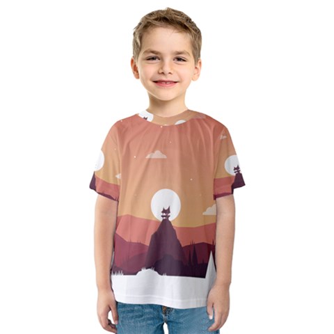 Design Art Hill Hut Landscape Kids  Sport Mesh Tee by Celenk
