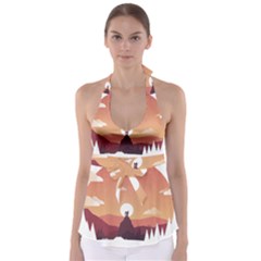 Design Art Hill Hut Landscape Babydoll Tankini Top by Celenk