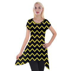 Yellow Chevron Short Sleeve Side Drop Tunic by jumpercat