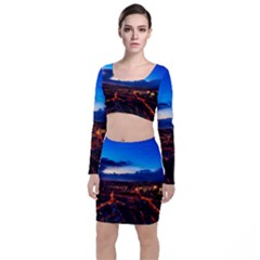 The Hague Netherlands City Urban Long Sleeve Crop Top & Bodycon Skirt Set by BangZart