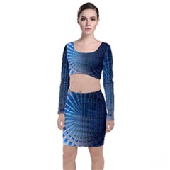Data Computer Internet Online Long Sleeve Crop Top & Bodycon Skirt Set by BangZart