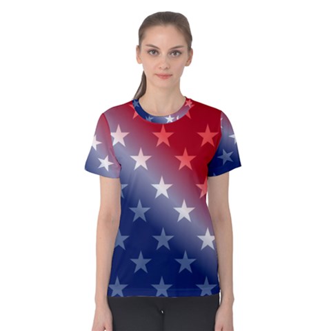 America Patriotic Red White Blue Women s Cotton Tee by BangZart