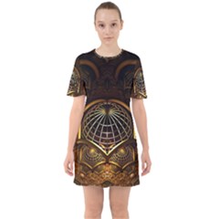 Fractal 3d Render Design Backdrop Sixties Short Sleeve Mini Dress by BangZart