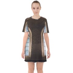 Church Window Church Sixties Short Sleeve Mini Dress by BangZart