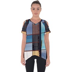 Glass Facade Colorful Architecture Cut Out Side Drop Tee by BangZart