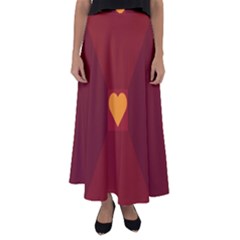 Heart Red Yellow Love Card Design Flared Maxi Skirt by BangZart
