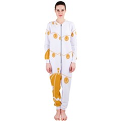 Pumpkin Halloween Deco Garland Onepiece Jumpsuit (ladies)  by BangZart