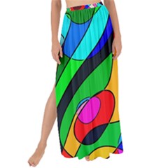 Digital Multicolor Colorful Curves Maxi Chiffon Tie-up Sarong by BangZart
