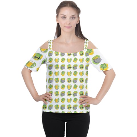 St Patrick S Day Background Symbols Cutout Shoulder Tee by BangZart