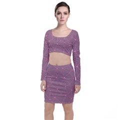 Triangle Background Abstract Long Sleeve Crop Top & Bodycon Skirt Set by BangZart