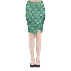 Green Fan  Midi Wrap Pencil Skirt by NouveauDesign
