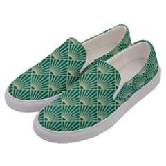 Green Fan  Men s Canvas Slip Ons by NouveauDesign