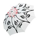 Flower Rose Contour Outlines Black Folding Umbrellas View2