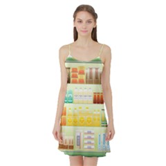 Supermarket Shelf Coffee Tea Grains Satin Night Slip by Celenk
