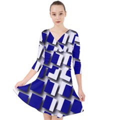 Facebook Social Media Network Blue Quarter Sleeve Front Wrap Dress	 by Celenk