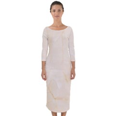 Rock Tile Marble Structure Quarter Sleeve Midi Bodycon Dress by Celenk