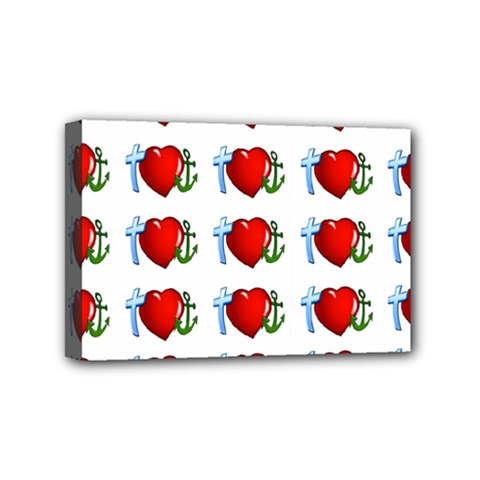 Cross Heart Anchor Love Hope Mini Canvas 6  X 4  by Celenk