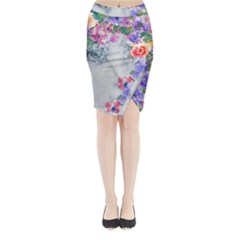 Flower Girl Midi Wrap Pencil Skirt by NouveauDesign