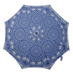 Blue Mandala Kaleidoscope Hook Handle Umbrellas (medium) by Celenk