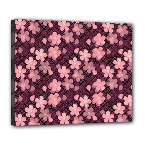 Cherry Blossoms Japanese Style Pink Deluxe Canvas 24  X 20   by Celenk