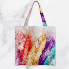 Feathers Bird Animal Art Abstract Zipper Grocery Tote Bag by Celenk