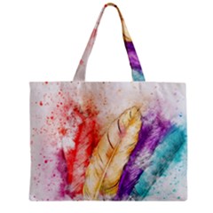 Feathers Bird Animal Art Abstract Zipper Mini Tote Bag by Celenk