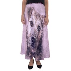 Dog Pet Terrier Art Abstract Flared Maxi Skirt by Celenk