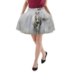 Horse Mammal White Horse Animal A-line Pocket Skirt by Celenk