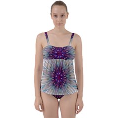 Mandala Kaleidoscope Ornament Twist Front Tankini Set by Celenk