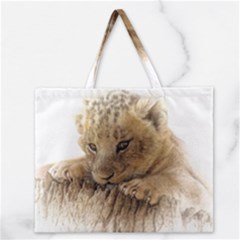 Lion Cub Close Cute Eyes Lookout Zipper Large Tote Bag by Celenk