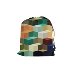 Art Design Color Pattern Creative 3d Drawstring Pouches (medium)  by Celenk