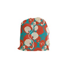 Floral Asian Vintage Pattern Drawstring Pouches (small)  by NouveauDesign