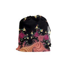 Fractal Fantasy Art Design Swirl Drawstring Pouches (medium)  by Celenk