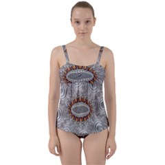 Fractal Fantasy Design Imagination Twist Front Tankini Set by Celenk