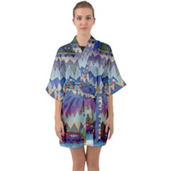 Zig Zag Boats Quarter Sleeve Kimono Robe by CosmicEsoteric