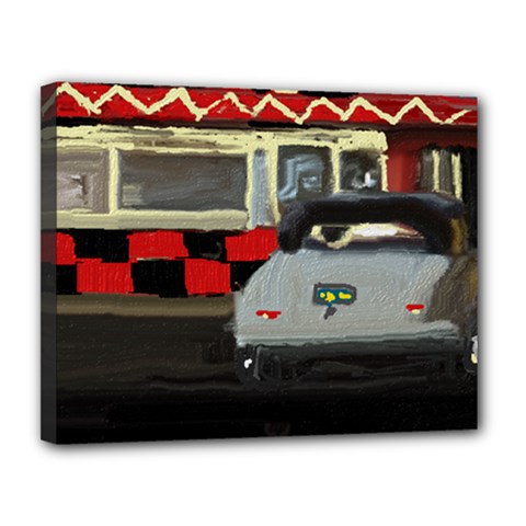 Hot Dogs And A Juke Box s Canvas 14  X 11  (framed) by JULIEGRIMSHAWARTS