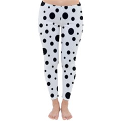 Black On White Polka Dot Pattern Classic Winter Leggings by LoolyElzayat