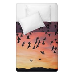 Sunset Dusk Silhouette Sky Birds Duvet Cover Double Side (single Size) by Celenk