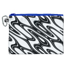 Black And White Wave Abstract Canvas Cosmetic Bag (xl) by Celenk