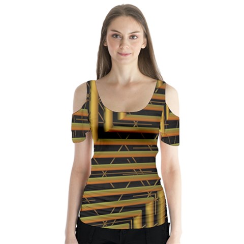 Modern Art Sculpture Architecture Butterfly Sleeve Cutout Tee  by Celenk
