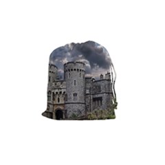 Castle Building Architecture Drawstring Pouches (small)  by Celenk