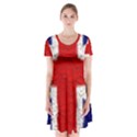 Union Jack Flag National Country Short Sleeve V-neck Flare Dress View1